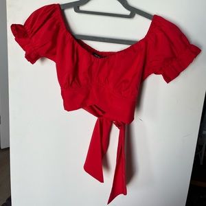 RED TIED CROP TOP